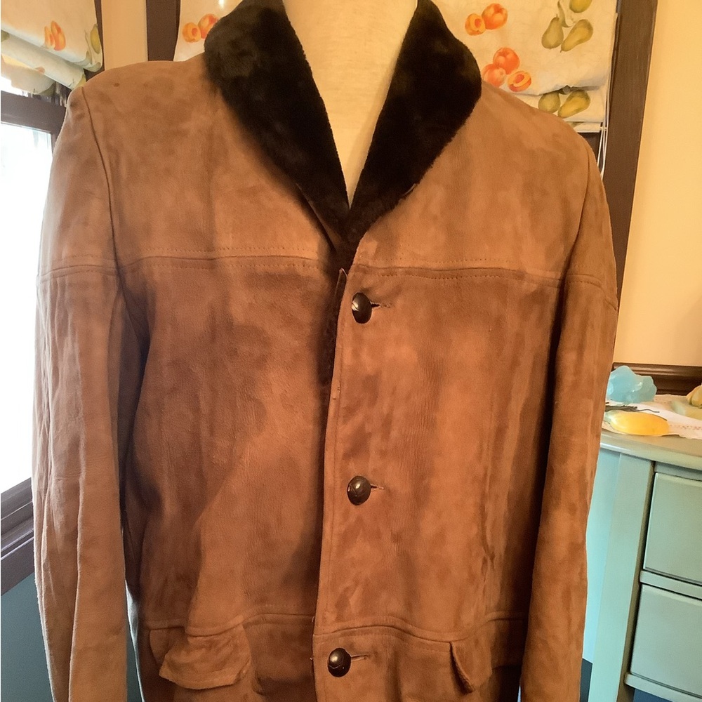 Vintage GRAIS Faux Fur Lined Suede Coat Men’s 44